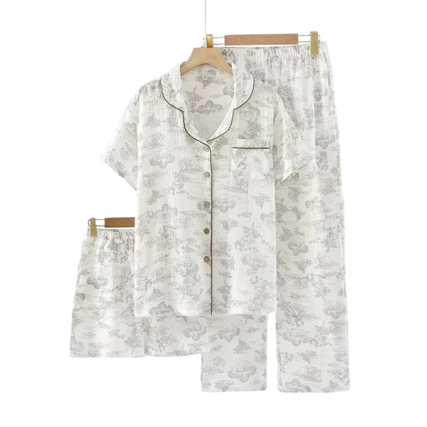 Pijama Feminino 3 Peças com Botões