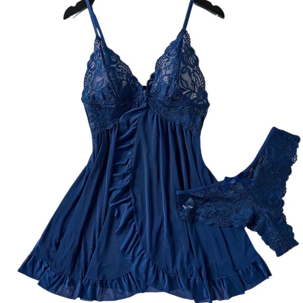 Camisola Sexy de Renda e Calcinha