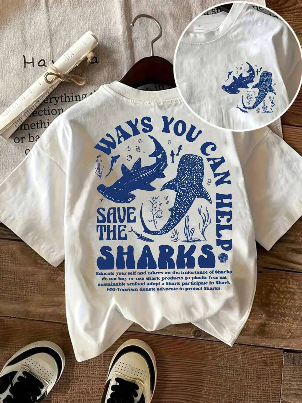 Camiseta Oversized Save The Sharks