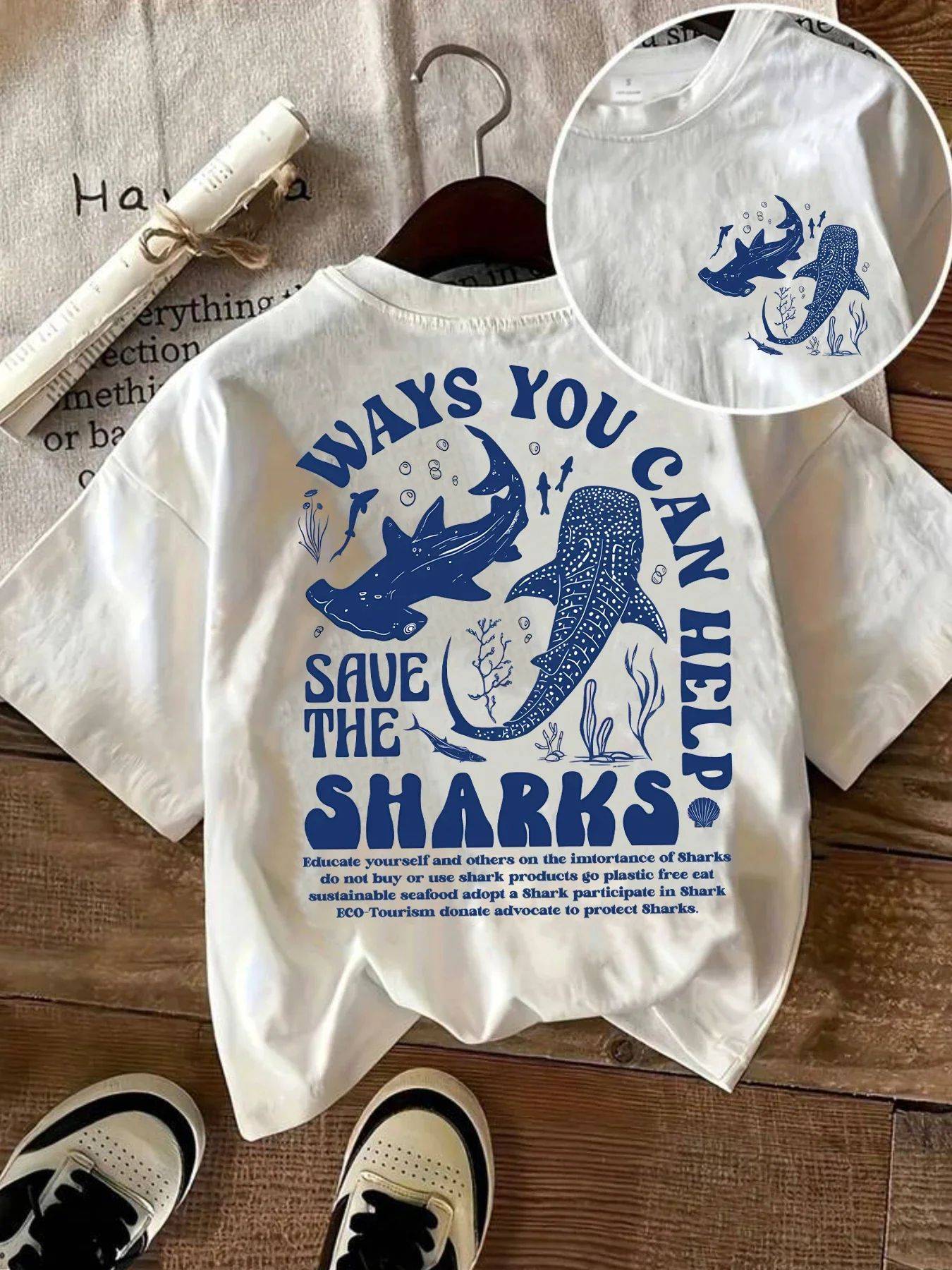 Camiseta Oversized Save The Sharks