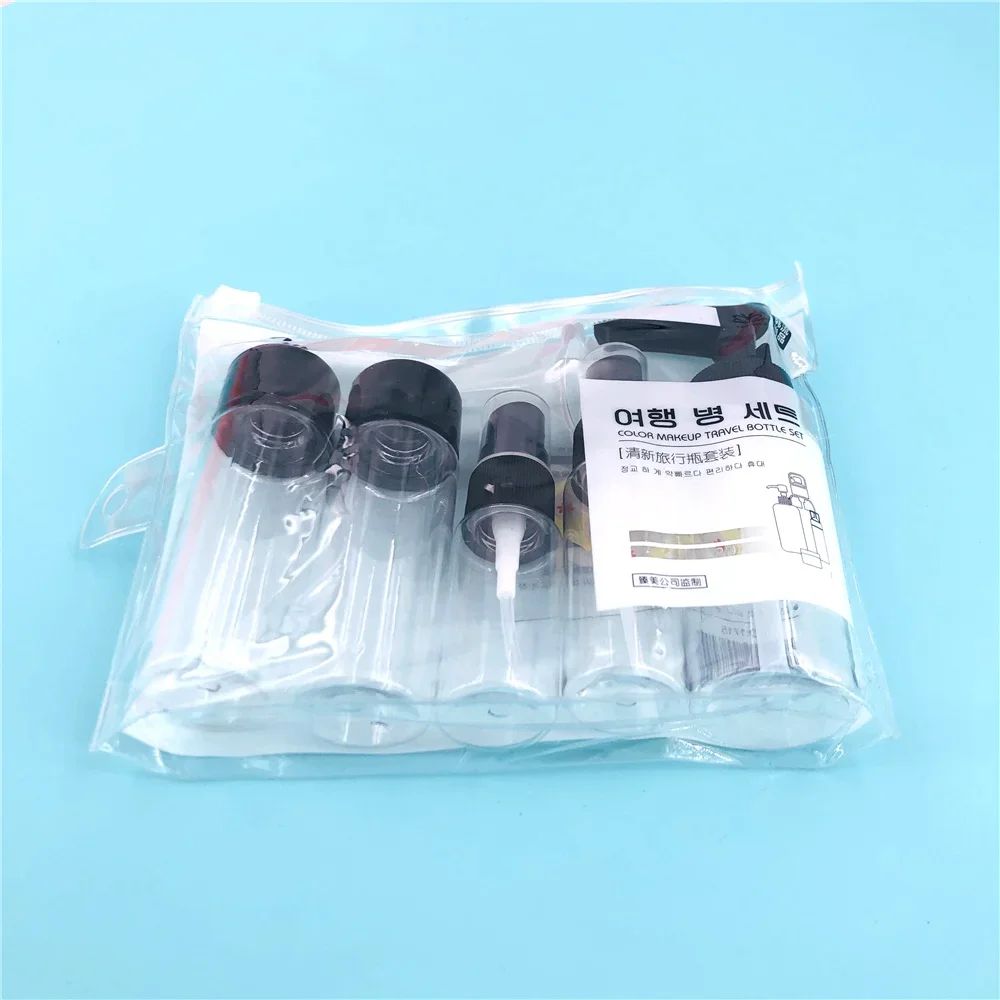 Kit de Frascos de Viagem com Nécessaire Transparente