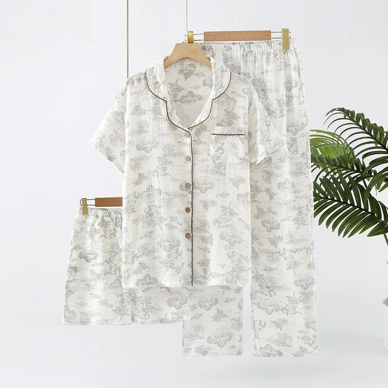 Pijama Feminino 3 Peças com Botões